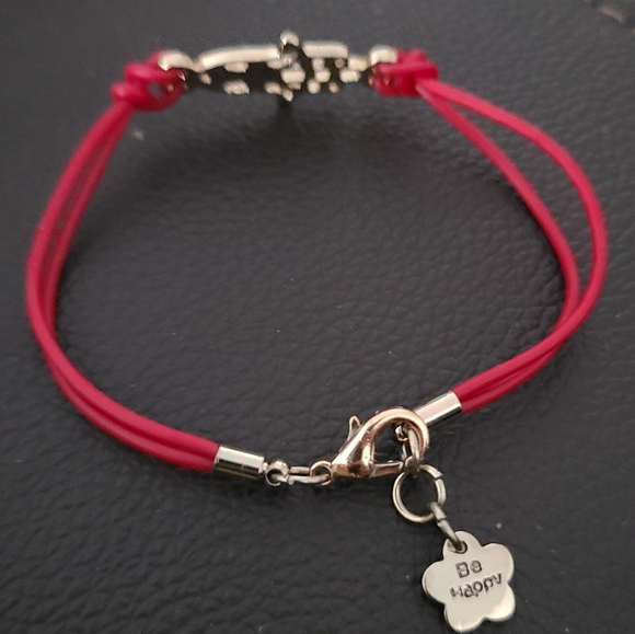 GOLD PLATED HAMSA HAND EVIL EYE PROTECTION RED BRACELET W/ CLOVER CHARM - Picture 2 of 4